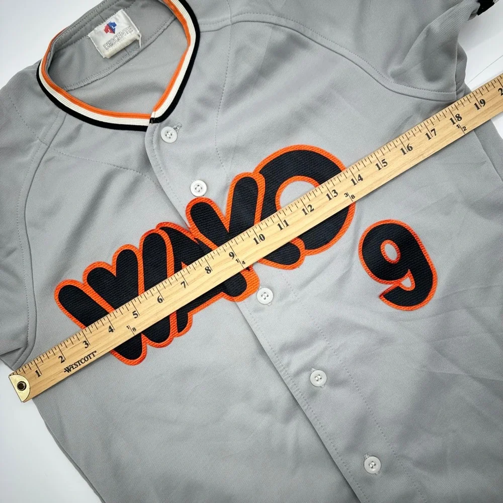 Vintage Descente Wako 9 Baseball‎ Jersey Grey Orange Black Mens L D-300T Japan